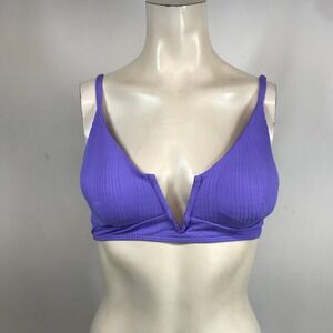 L*Space Siren Bikini Top Amy Purple Ribbed V-Wire Bralette PTSNT21 DD NEW